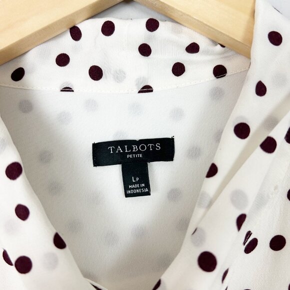 Talbots Button Front Top Polka Dot Preppy Classic Size Petite Large Women's - Picture 4 of 4